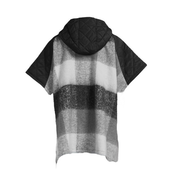 Time And Tru Plaid Hooded Zipper Poncho Sweater - Picture 9 of 11